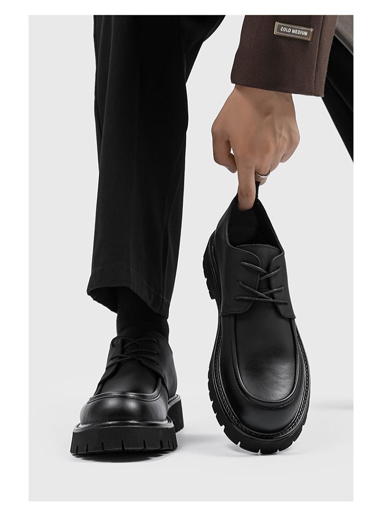 Zees 2024 New Business Leather Thick Sole Casual Men's Single British Style Formal Large Toe Shoes Korean Version Trendy Men_voghion.com