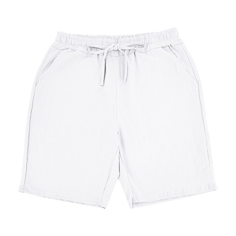 Completo da uomo in lino con camicia e pantaloncini - Completo casual estivo da spiaggia a maniche corte con vestibilità ampia_voghion.com