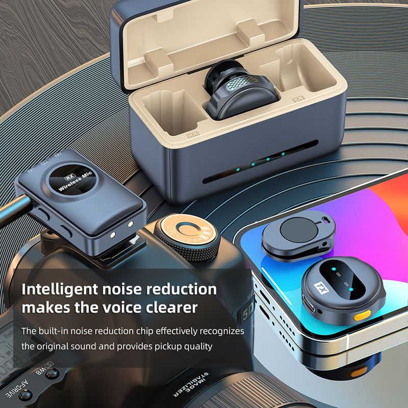 2,4G Wireless Mikrofon Magnetischer Clip On Mic Smartphone 50M Übertragungsreichweite Geräuschunterdrückung für iPhone 15/14/13/12_voghion.com