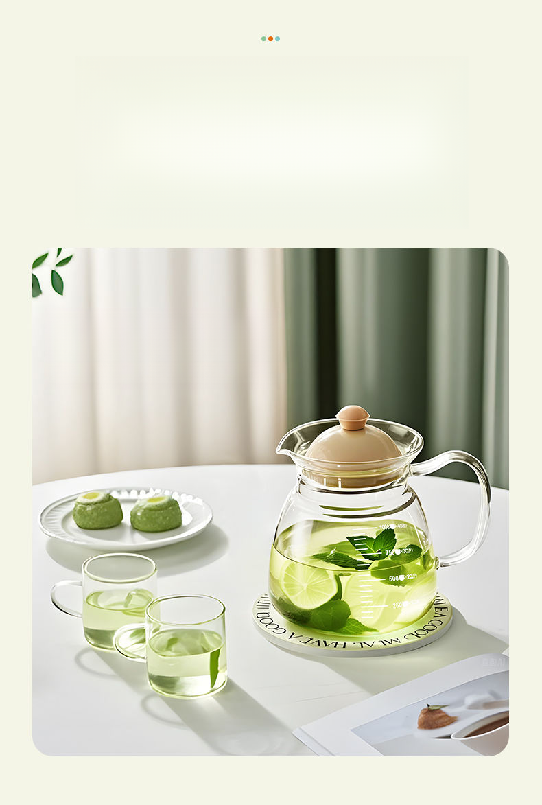 Jarra de agua de vidrio de gran capacidad, resistente a altas temperaturas, para uso doméstico, con limón, fruta, té frío, hierbas, almacenamiento_voghion.com