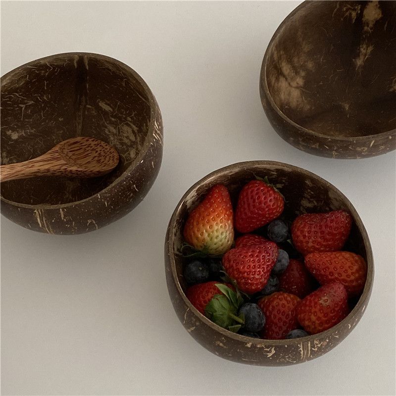 Nische Kreativer Joghurtsalat Ins Style Blogger Gleiche Frucht Große Bauchschüssel Kokosnusslöffel_voghion.com