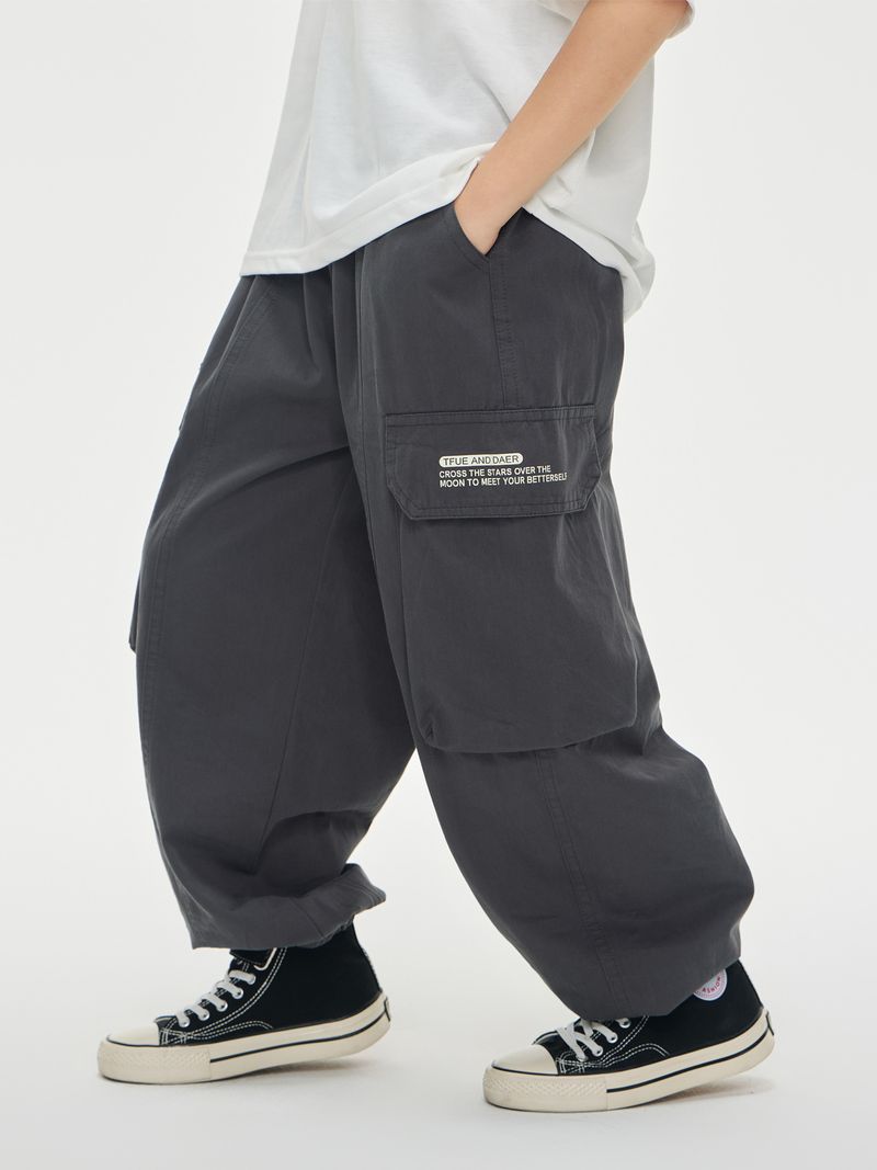 Kinderkleidung Buchstaben bedruckte Freizeithose mittlerer und großer Overall_voghion.com