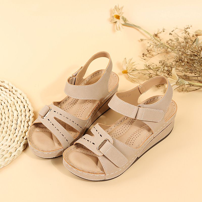 Nuovi sandali stile romano con bocca di pesce grandi casual 2024 Capispalla da donna in velcro Shake Line Shoes_voghion.com