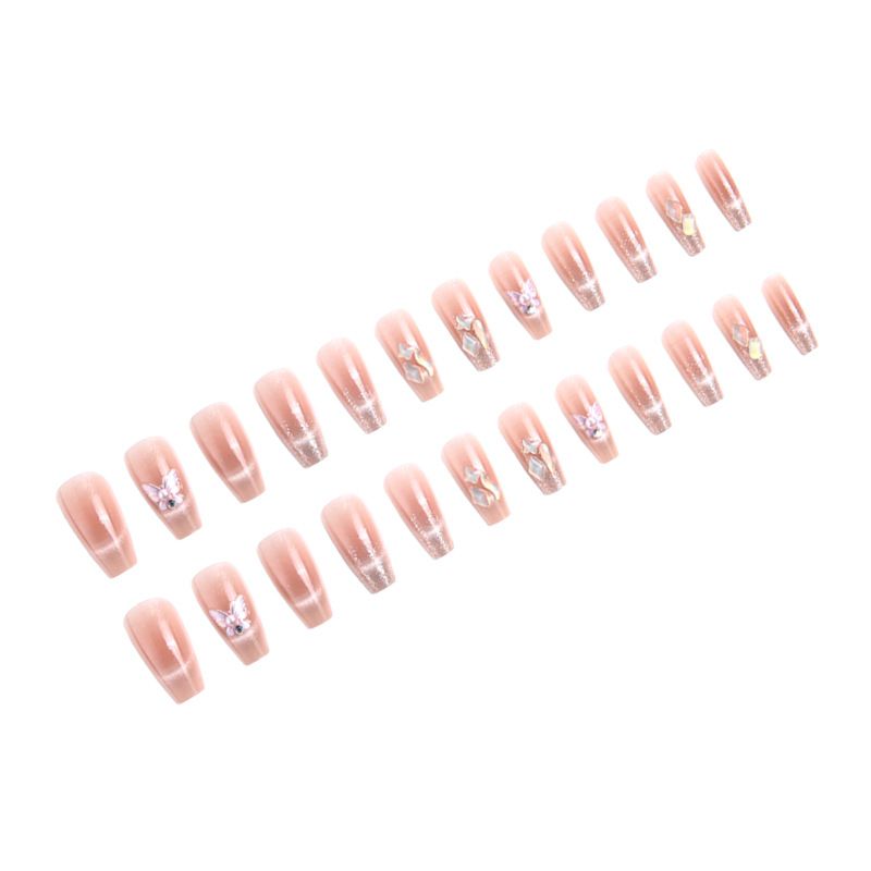 Benda per occhi di gatto francese Primavera/Estate Ghiaccio Trasparente Farfalla Glitter Diamante Indossando Armatura Luce Lusso Falso Rifinito_voghion.com