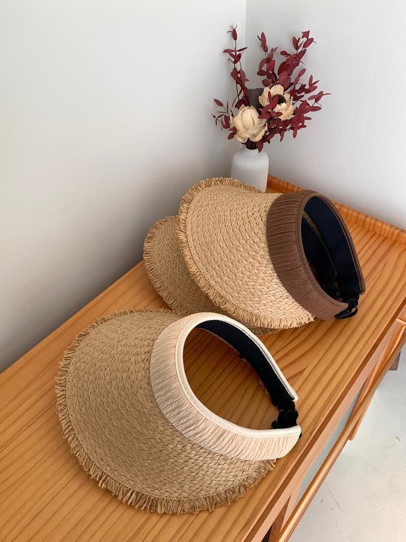 Cappello di protezione solare Big Eaves, cappello da sole estivo, da spiaggia, da viaggio, ultravioletto, per vacanze, cappello da sole con parte superiore vuota, cappello di paglia_voghion.com