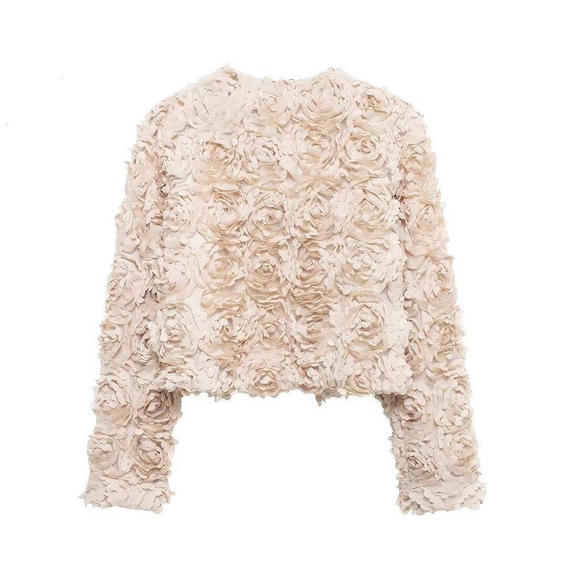 Vêtements pour femmes 2024 automne/hiver nouvelle veste florale texturée courte personnalisée_voghion.com