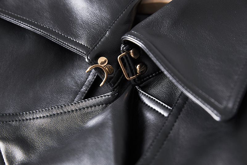 Damenbekleidung Herbst und Winter Show Style Superschweres PU-Leder Atmosphärische Windjacke Schnürung Taille Overknee Mantel Trend Internet Celebrity_voghion.com
