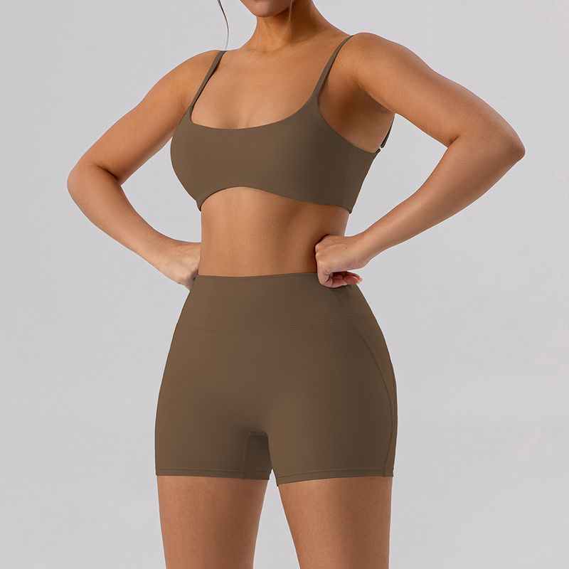 LazyZoom Quick-Dry Beautiful Back Yoga Top Naked Feel Tight-Fit Running Training Fitness Sports Set For Women_voghion.com