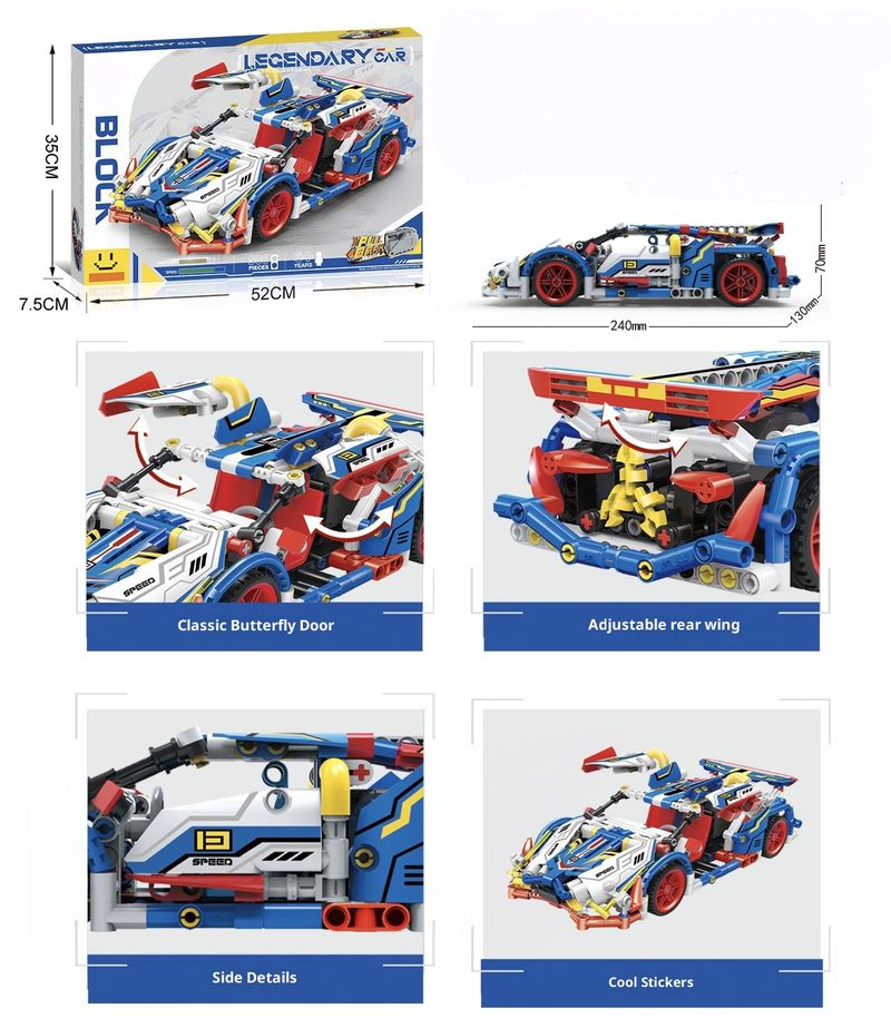 Kleine deeltjesvliegtuig, hoge moeilijkheidsgraad, bouwstenen, raceautomodel, speelgoedgeschenkdoos_voghion.com