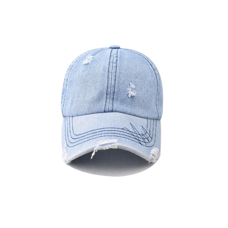 Korean Version Of Denim Personalized Washed Distressed Three-dimensional Stitching Baseball Cap, Simple Fashionable_voghion.com