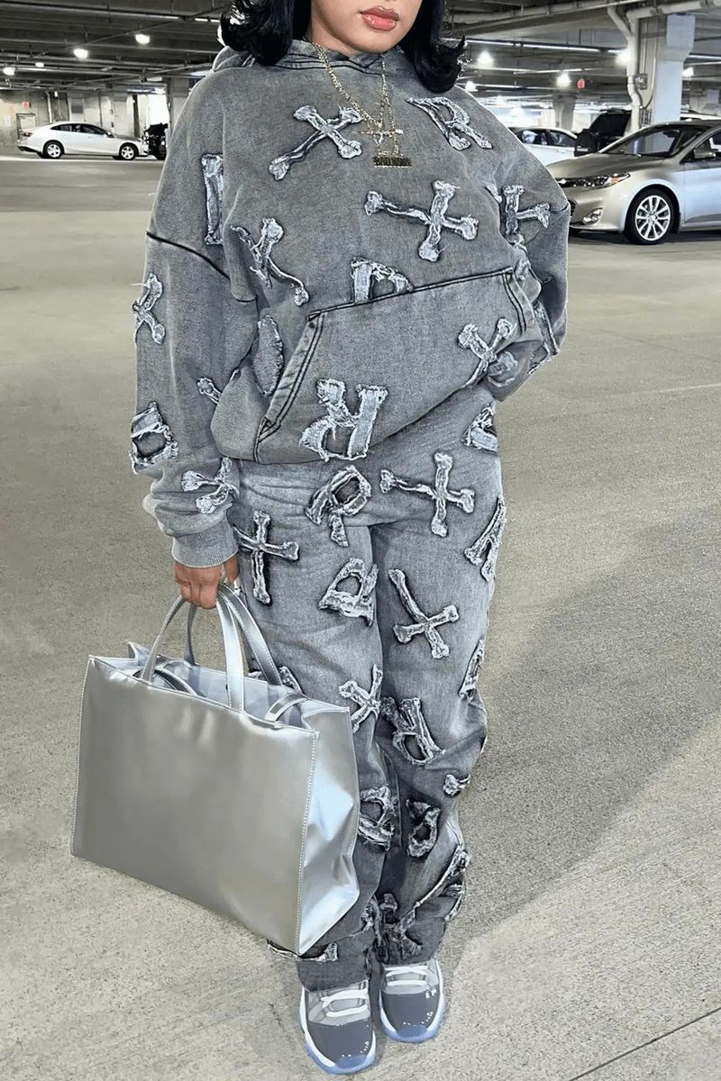 2025 New Printed Long Sleeve Zipper Sweatshirt And Pants Set For Women_voghion.com