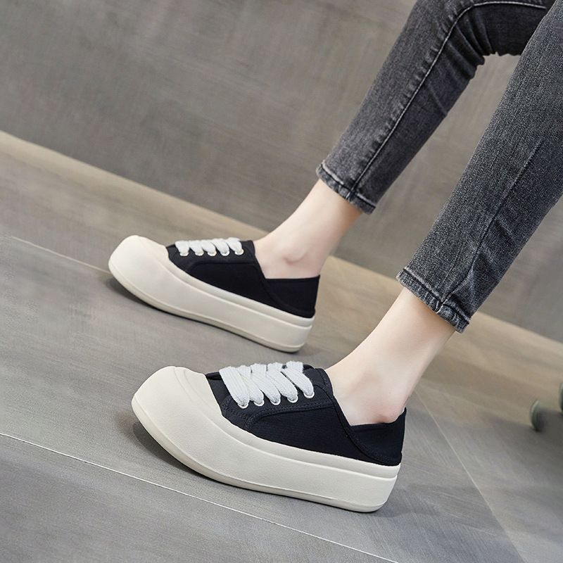 Rote Segeltuchschuhe 2025 Herbst/Winter Neue Freizeitschuhe mit dicker Sohle Stilvolle, vielseitige Turnschuhe_voghion.com