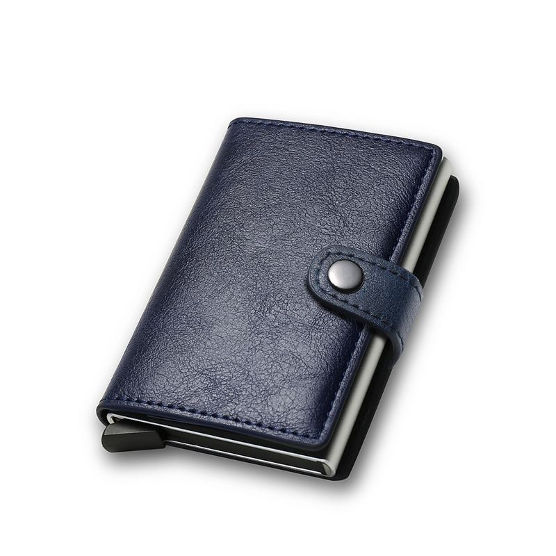 Ny RFID Anti-tyveri sveipekortveske Karbonfiber Aluminiumlegering Kredittkort Metallkortveske Herre lommebok med elastisk kort Flere kortposisjoner_voghion.com