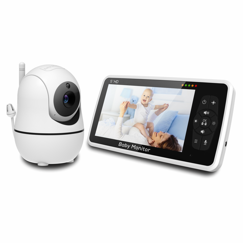 New 5 inch Video Baby Monitor with Camera and Audio, 4X Zoom, 22Hrs Battery, 1000ft Range 2-Way Audio Temperature Sensor Lullaby_voghion.com
