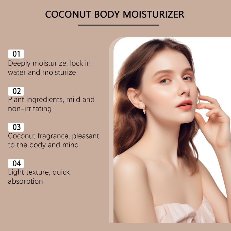 Crème hydratante au beurre corporel au goût de noix de coco, crème hydratante douce et lisse pour la peau du corps_voghion.com