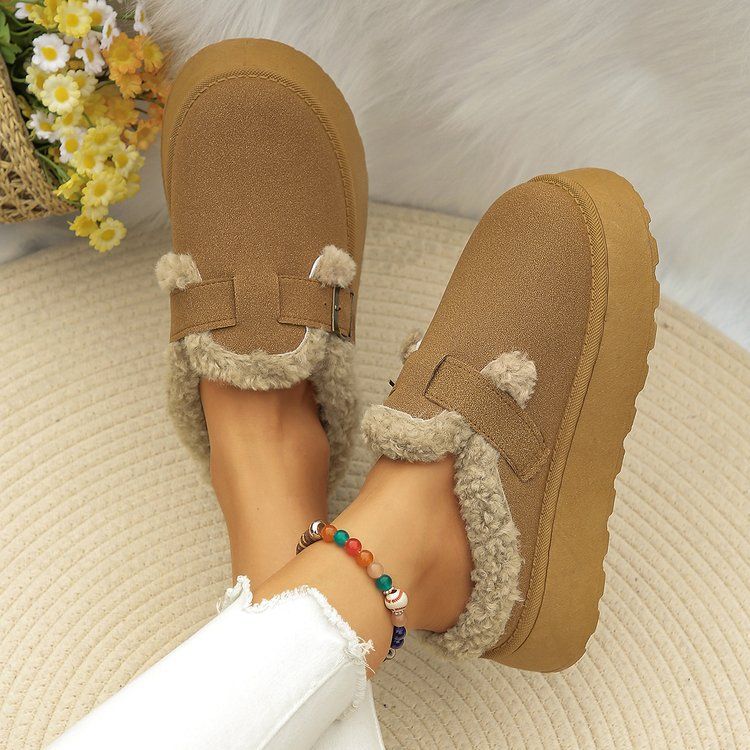 Women's Shoes Large Size Thick Soled Slippers For Women Winter New Retro Cotton Shoes Snow Boots For Women_voghion.com
