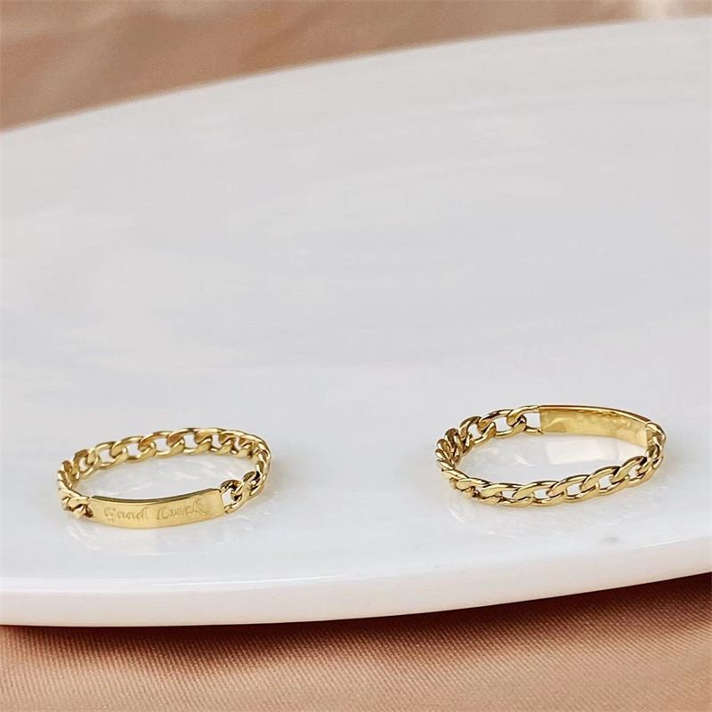 Schlichtes Design, modischer und trendiger Edelstahlschmuck für den Zeigefinger, kubanischer quadratischer Kettenring_voghion.com