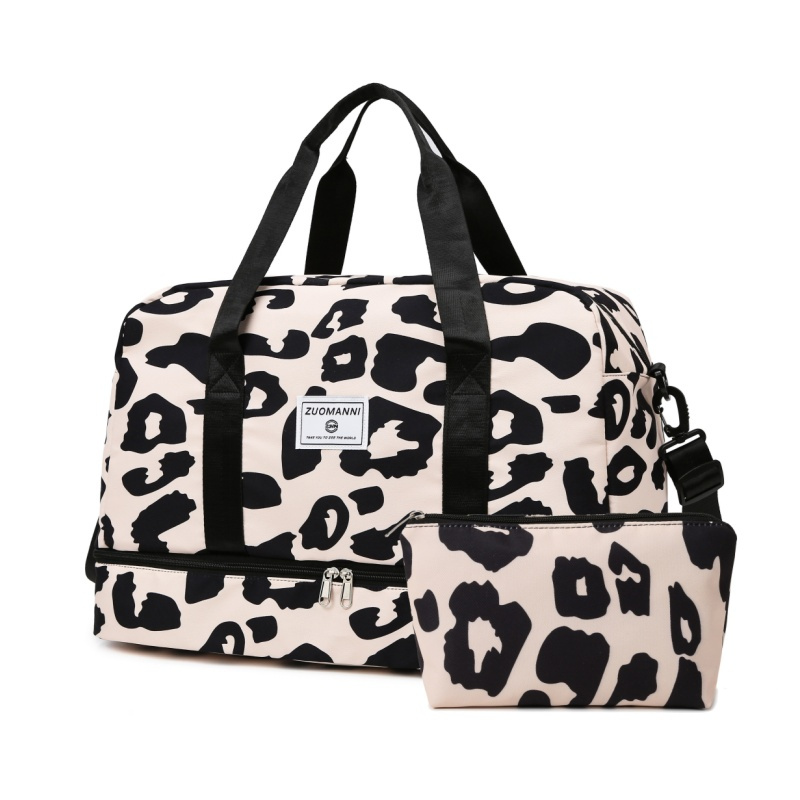 Leopard Pattern Travel Duffle Bag, Nylon Large Capacity Sports Gym Bag, Lightweight Carry On Luggage_voghion.com