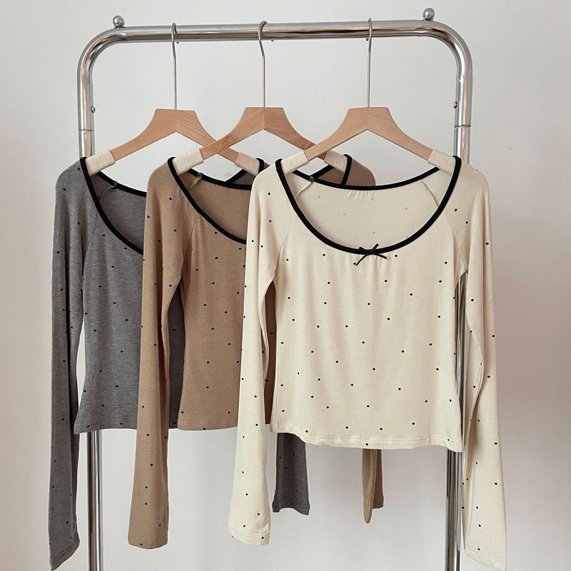 Gentle Color Miu Bow Long Sleeved Base Shirt_voghion.com