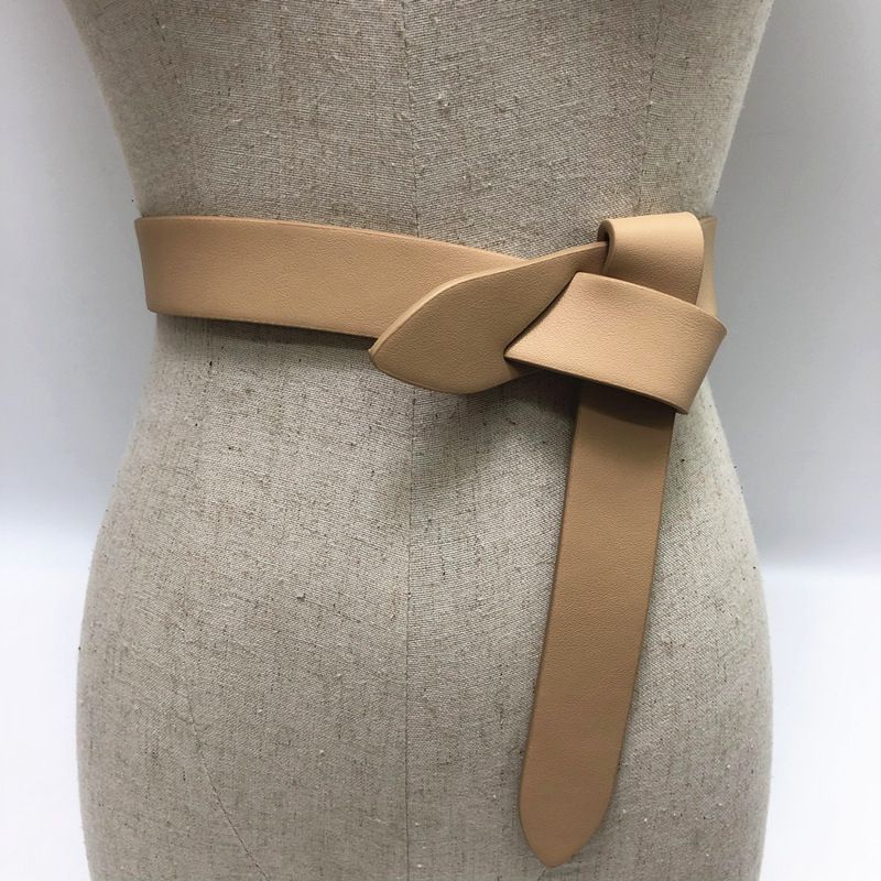 Cinto de couro marrom quente, moda feminina, casual, designer, acessórios para vestido, gótico, vintage, com nó, espartilho para mulheres_voghion.com