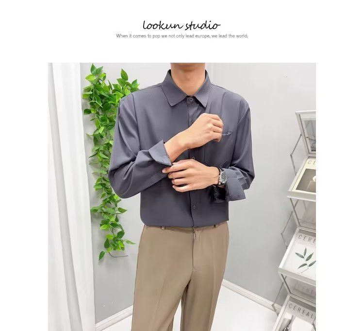 Camicia casual a maniche lunghe da uomo - Antipiega, formale ed elegante, adatta per la primavera e l'autunno (S-4XL, vari colori)_voghion.com