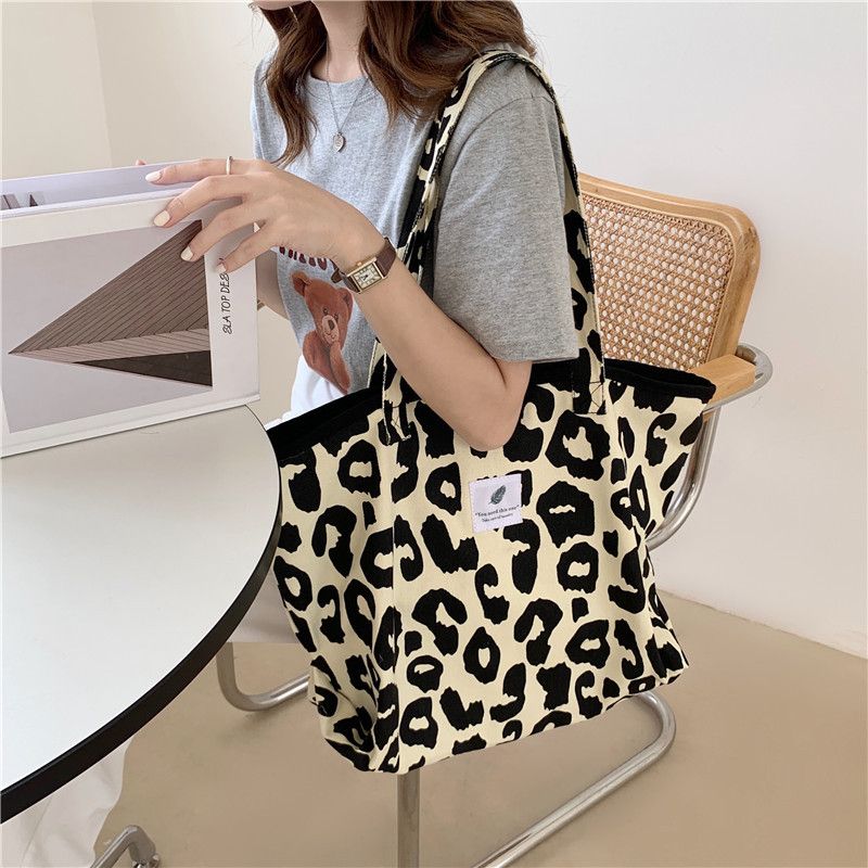 Borsa shopping coreana chic grande casual con tracolla leopardata da donna in tela nuova Bolsa Mujer_voghion.com