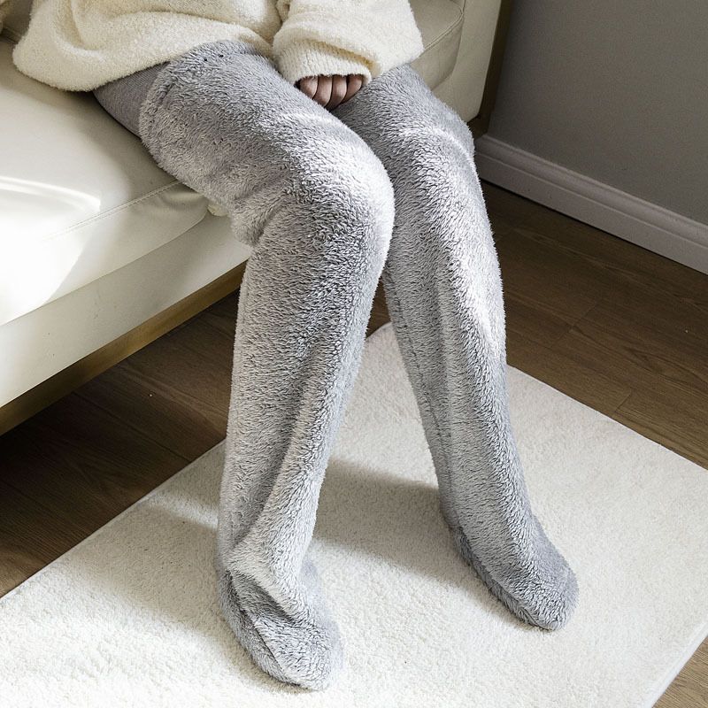 Calzini lunghi spessi e caldi per la protezione del ginocchio degli anziani, scaldamuscoli per dormire, coprigambe foderati in pile per gambe fredde_voghion.com