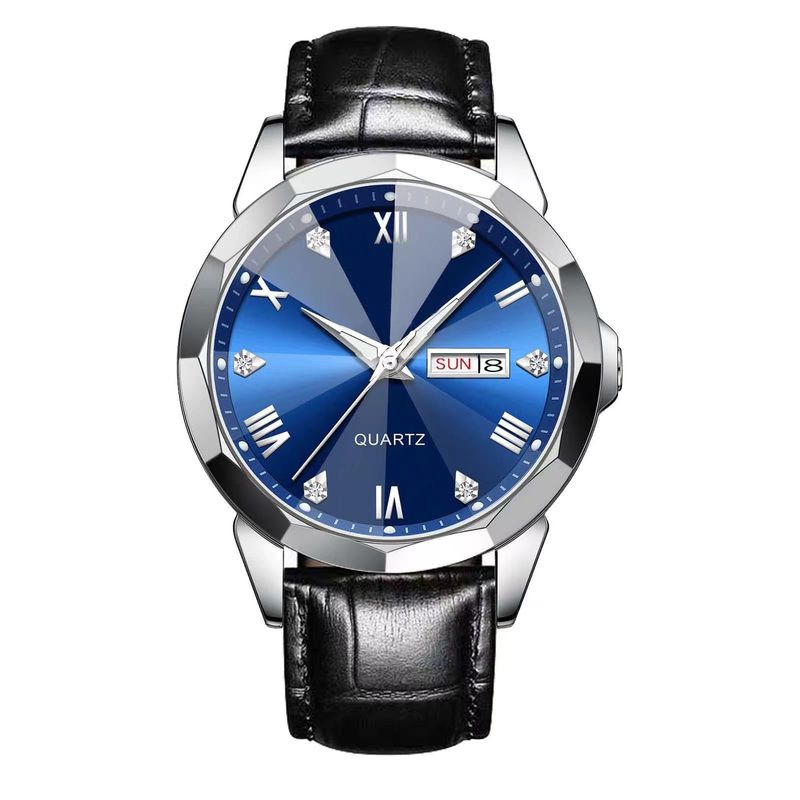 Nuovo orologio da uomo luminoso di alta qualità al quarzo con striscia di acciaio e doppio calendario multifunzionale di lusso_voghion.com