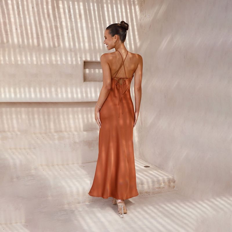Rochie de primăvară și vară cu imprimeu floral, stil european și american, stil slim, culoare solidă, fără mâneci, fără spate, pentru femei_voghion.com
