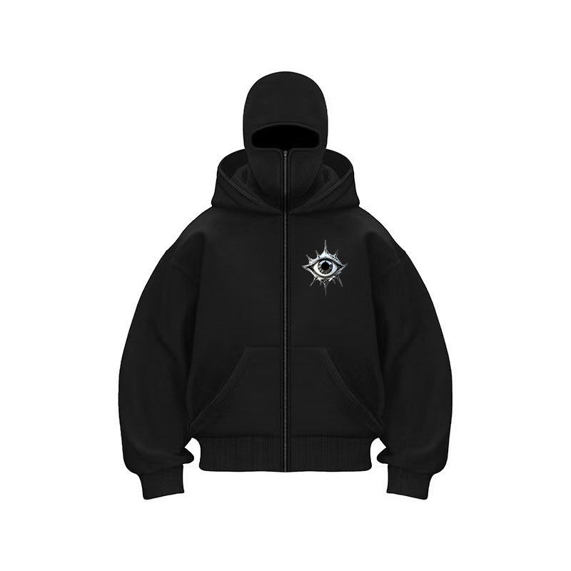 Herrenbekleidung Trendy Metal Print Kapuzenpullover - Auffälliger Grafikpullover für Streetwear-Liebhaber | Erhältlich in Schwarz, Weiß, Grau und Rot_voghion.com