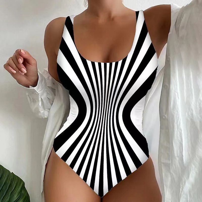 Maillot de bain une pièce sexy à bretelles et rayures pour femme, modèle 2025_voghion.com