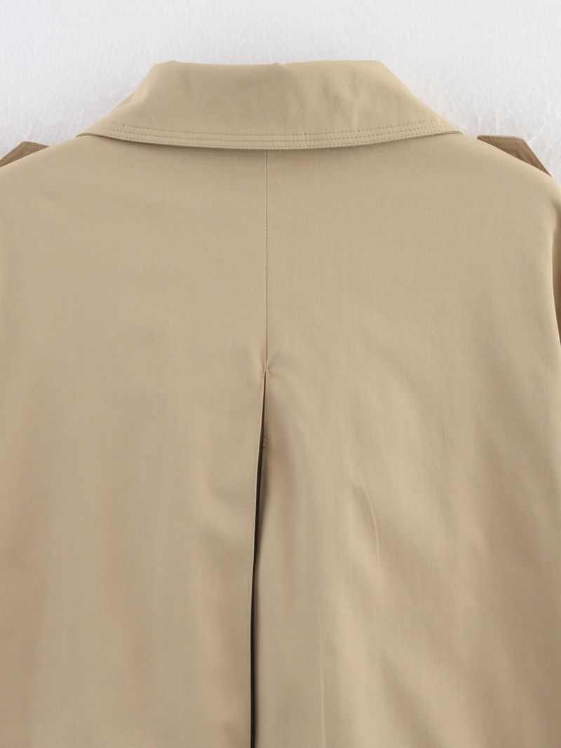 Giacca antivento corta a maniche lunghe, ampia e versatile, con doppio petto, dal design retrò con revers, da donna_voghion.com