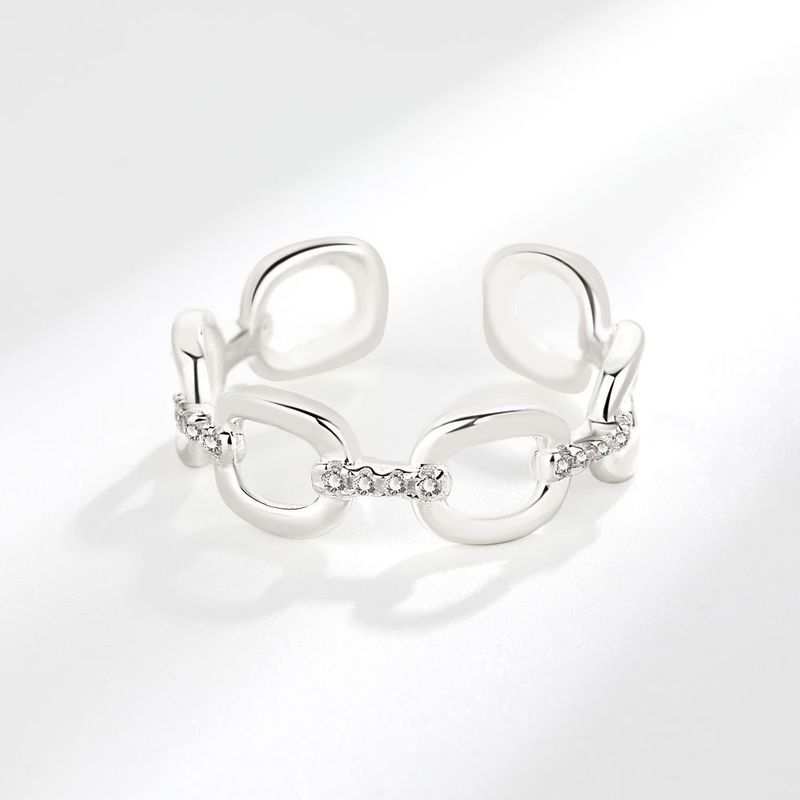 Anello con apertura a forma di naso di maiale in argento puro, design di nicchia femminile, moda trendy, catena cubana, anello per l'apertura dell'indice_voghion.com