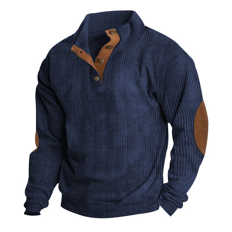 Giacca da uomo casual in velluto a coste con colletto rialzato, manica lunga, autunno inverno, nuova_voghion.com