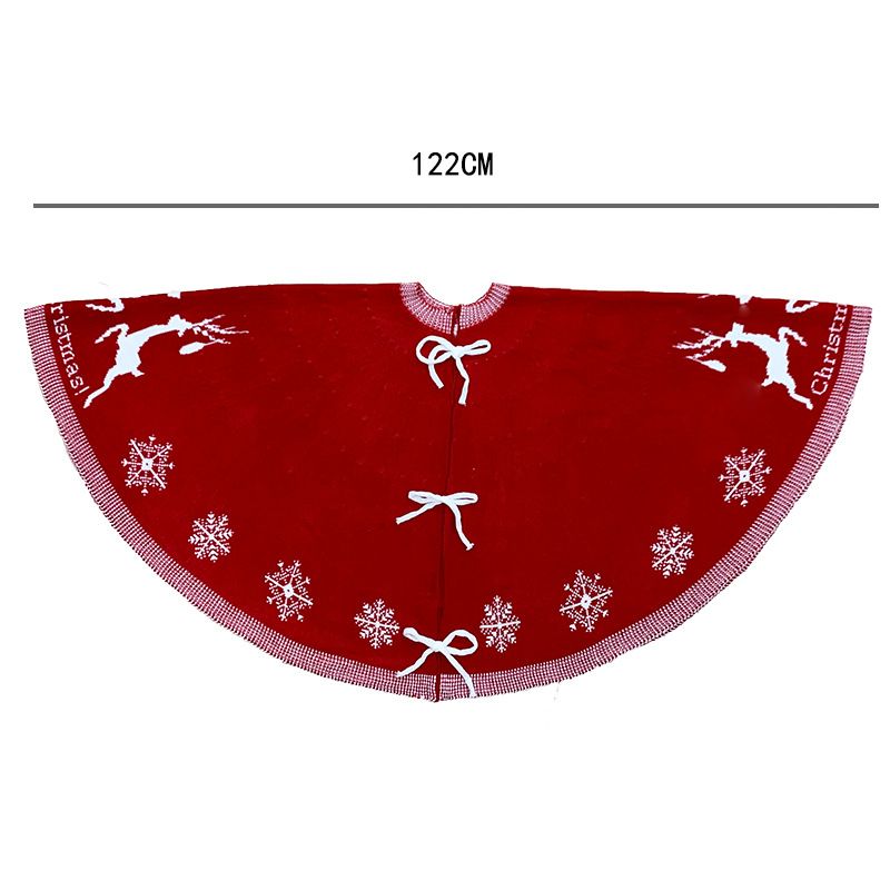 Christmas Knitted Tree Skirt With Reindeer Pattern – Festive Holiday Decor For Xmas Tree Red & White 95cm & 122cm Diameter_voghion.com