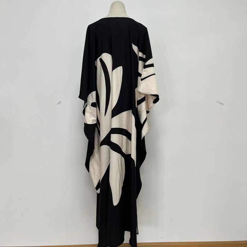 Überwurfkleid mit Fledermausärmeln im Bohemian-Print – Leichter Strandkimono für Damen, Bikini-Wickeltuch, Urlaubstunika in Übergröße, schnelltrocknendes Polyester_voghion.com