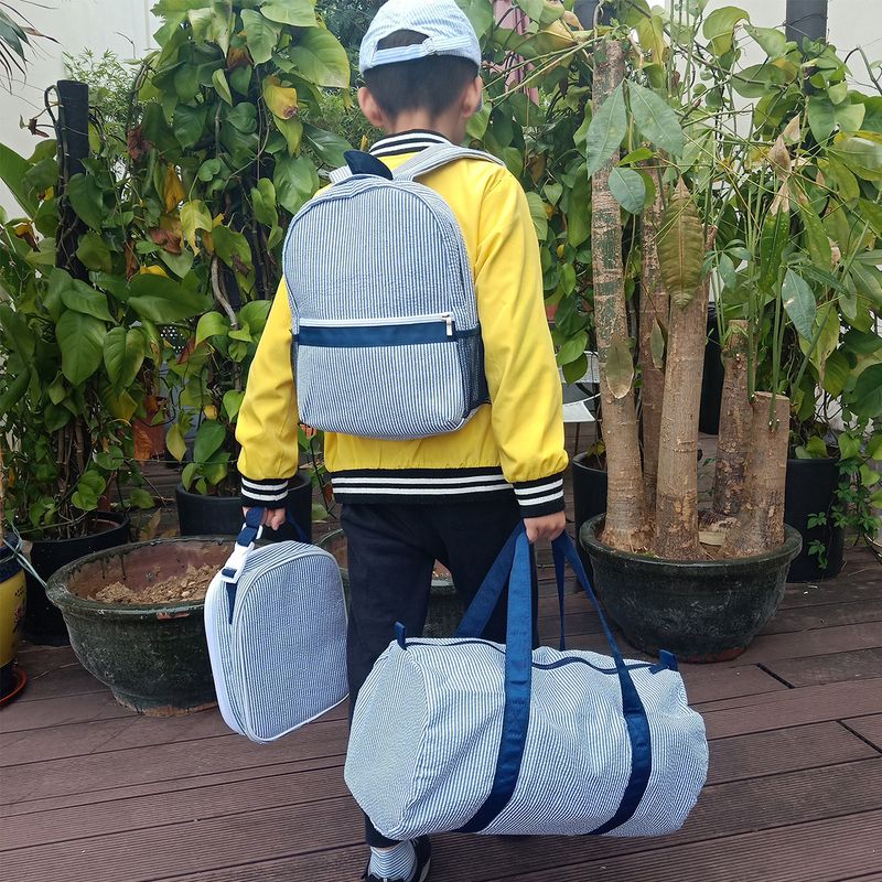 Bolsa de almuerzo para estudiantes transfronterizos Bolsa de aislamiento portátil para niños Bolsa de almuerzo de seersucker Bolsa de hielo para picnic al aire libre_voghion.com