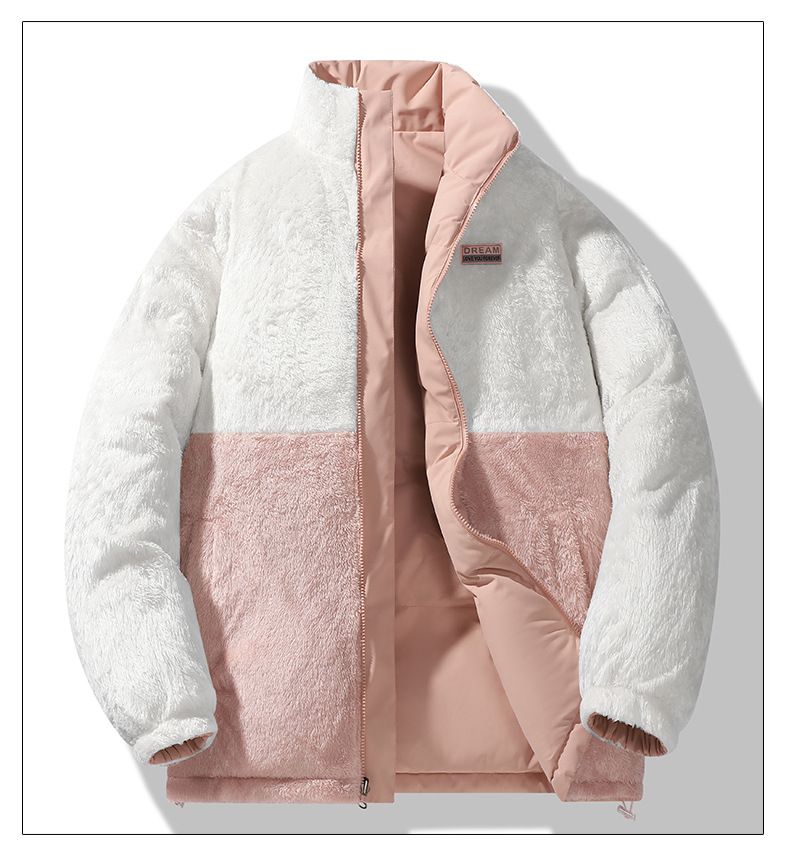 Reversible Fleece-Lined Puffer Jacket – Unisex Stand Collar Coat (Black/Matcha/Khaki/Pink/Purple, XS-4XL)_voghion.com