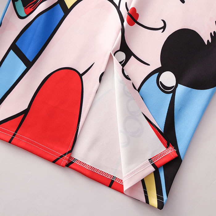 Digitálisan nyomtatott pöttyös női ceruzaszoknya, félhosszú szoknya, fenékig érő szoknya_voghion.com