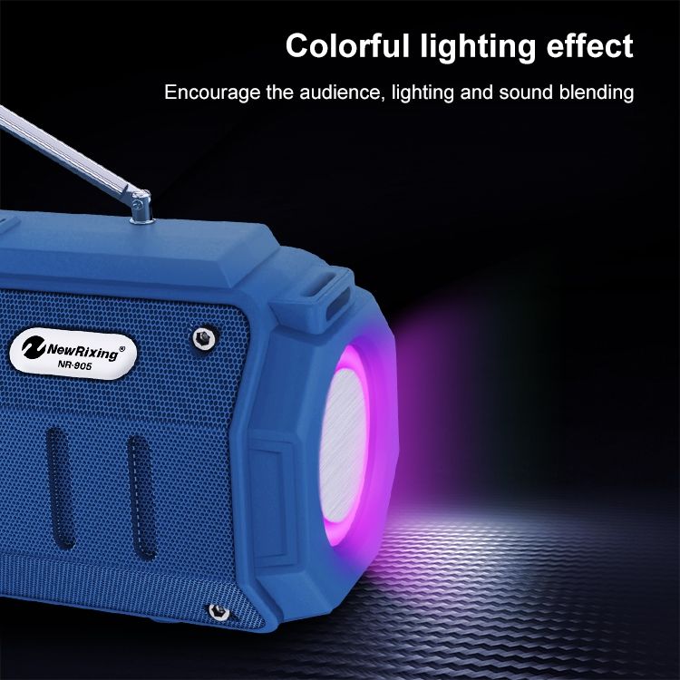 Nowy głośnik Bluetooth Rixing NR-905FM TWS z obsługą połączeń głośnomówiących / FM z paskiem na ramię i anteną (czarny)_voghion.com