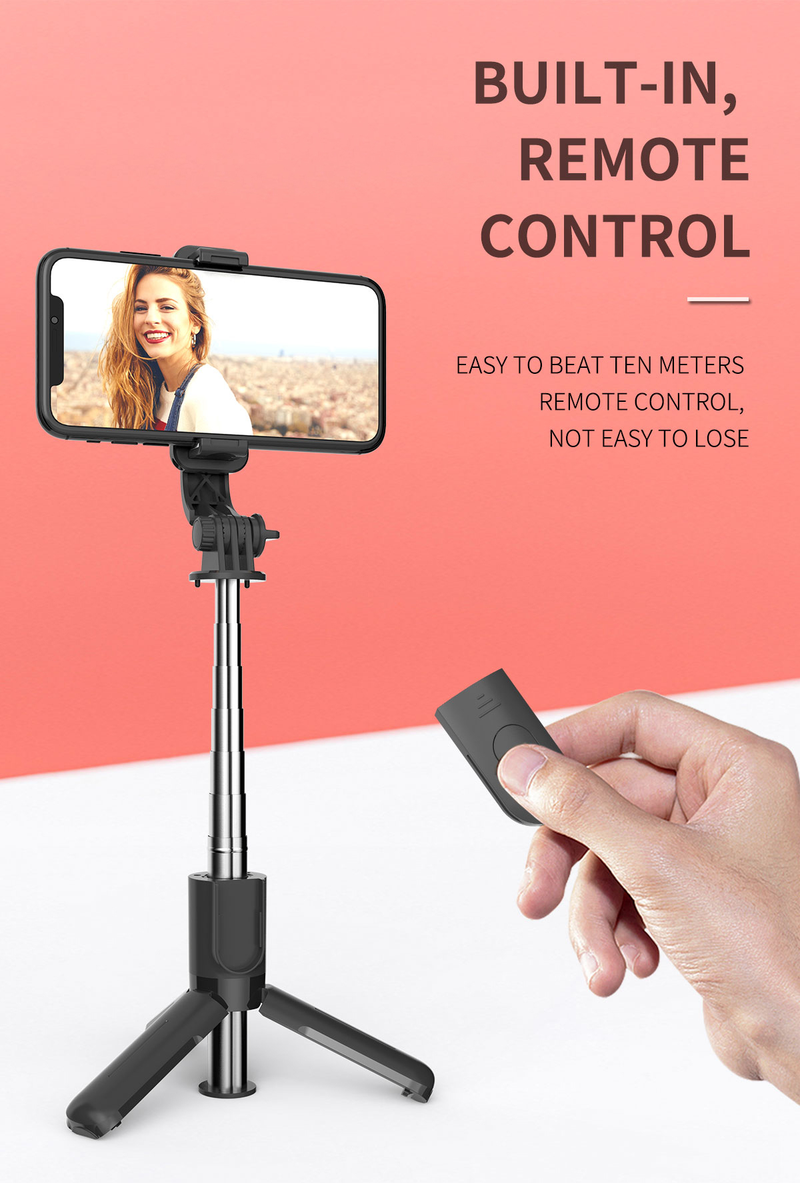 Tragbares Selfie-Stick-Stativ mit kabelloser Fernbedienung, 3-in-1 erweiterbarer Selfie-Stick-Telefonhalter für iPh_voghion.com