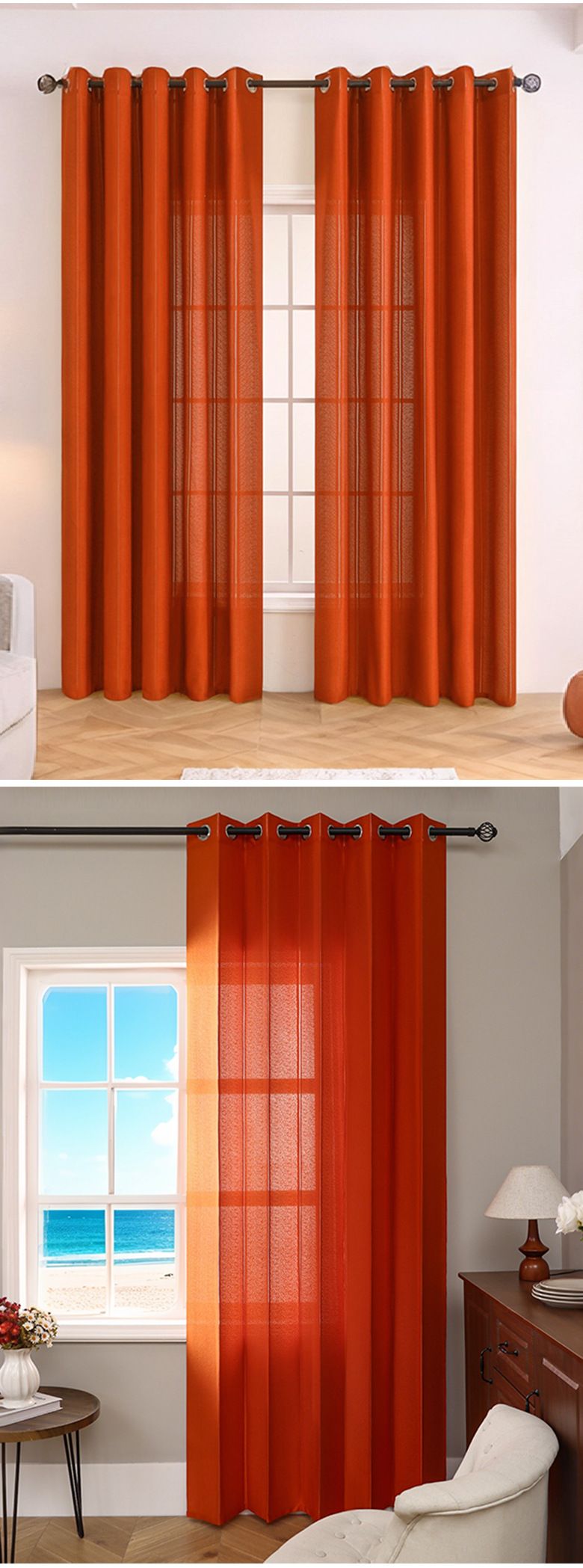 Striped Voile Sheer Curtains - Light Filtering Window Shades For Living Room & Bedroom (Ready-Made, Luxury Minimalist Style, Hotel & Home Use)_voghion.com
