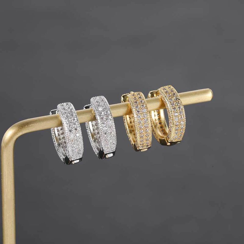 full diamond earrings men's plain ring new simple earrings Korean niche design circle trendy earrings_voghion.com