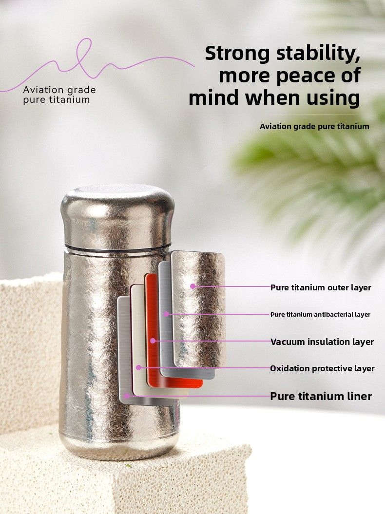 Rein isolierte doppelschichtige Wasser-Hochwert-Teetasche, tragbar, kompakt, Titan-Kristall, Eintopf, Kaffeetasse_voghion.com