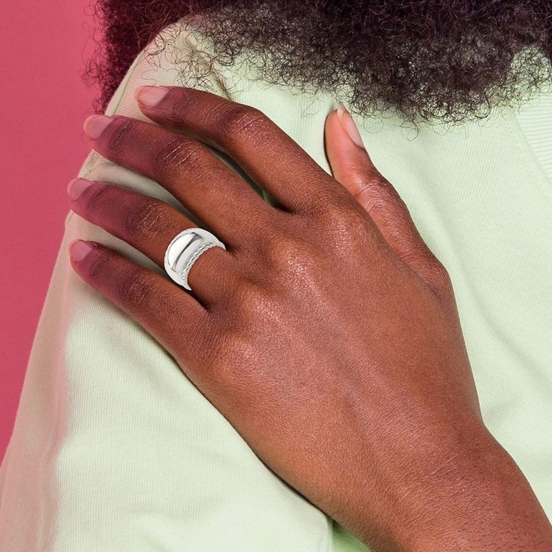 Sterling Silver Twisted Dome Stacked Ring_voghion.com