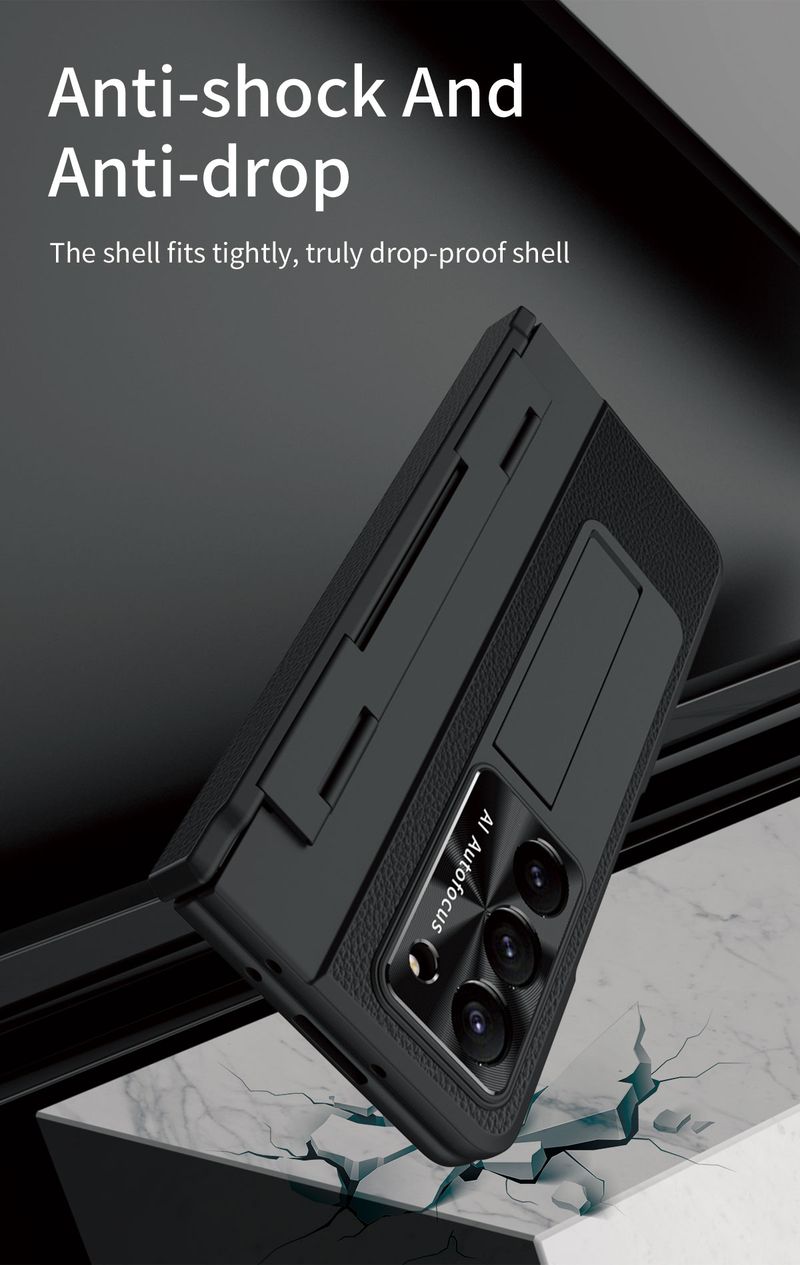 For Samsung Galaxy Z Fold 3 4 5 Luxury Business Multi Function Tempered Screen Protector Film Holder Phone Case Cover_voghion.com