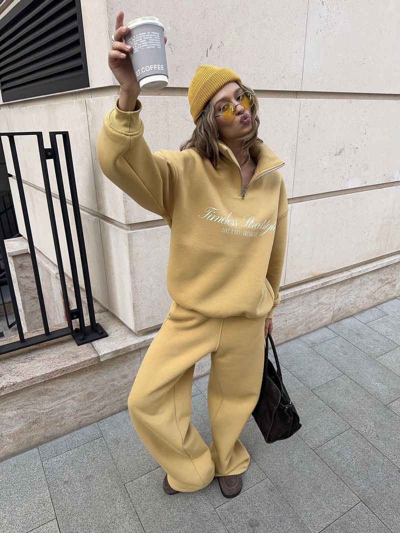 Oversized Letter Print Sweatshirt & Jogger Set - Unisex Streetwear Lounge Two-Piece, Drop Shoulder Long Sleeve Hoodie With Matching Drawstring Pants_voghion.com