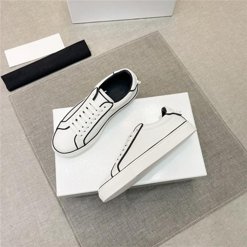 Zapatillas bajas Ji blancas a rayas de nuevo estilo, de piel auténtica, con cordones, modernas, versátiles, de la familia G, para hombre._voghion.com