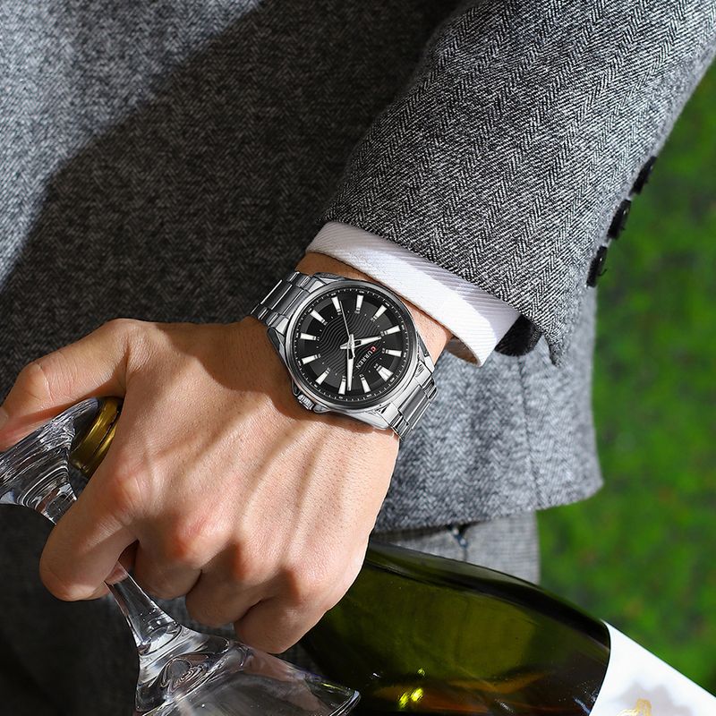 Men's Waterproof Quartz Watch With Stainless Steel Band, Minimalist Round Dial, Date Display, Casual Business Wristwatch_voghion.com