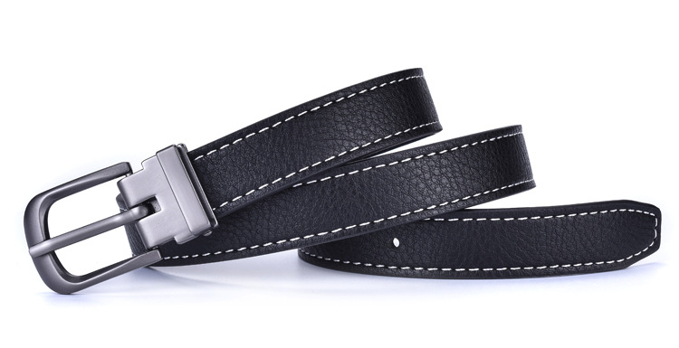 New Unisex Belt for Men and Women, Casual and Versatile, Minimalist Black Slim Belt, Korean Version Retro Needle Buckle Jeans with Student Trend_voghion.com